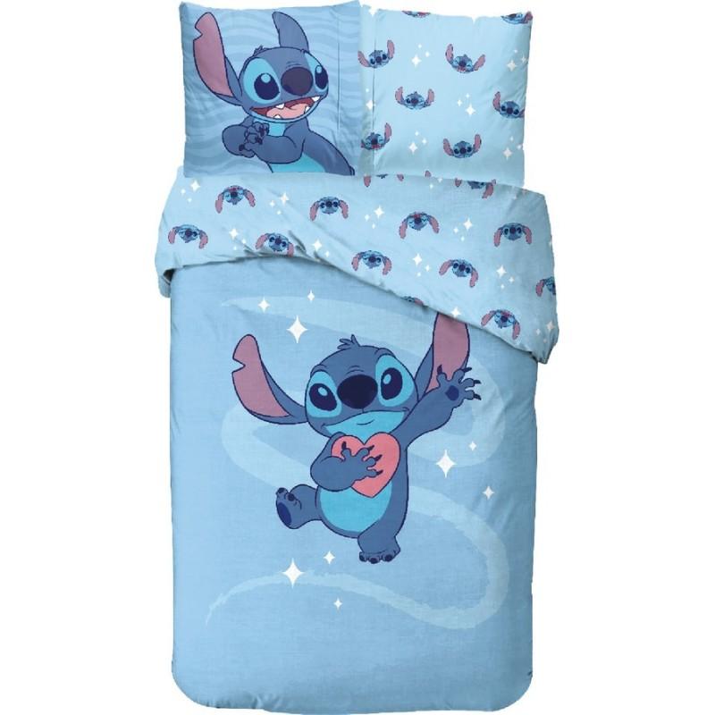 PARURE HOUSSE DE LIT EN COTON LILO STITCH ST-150-005 Bleu ***