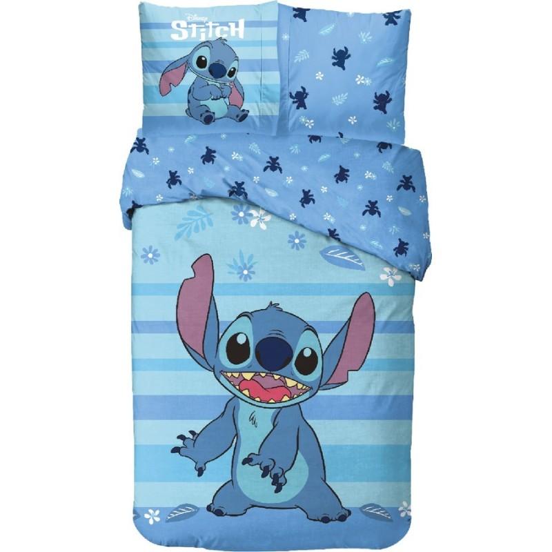 PARURE HOUSSE DE LIT EN COTON LILO STITCH ST-150-008 Bleu ***
