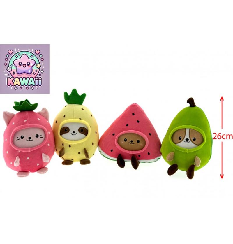 PELUCHE ANIMAL FRUIT H26CM 4 ASSORTIS