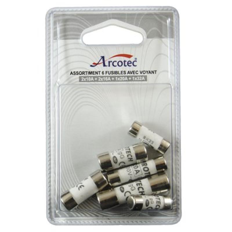 FUSIBLE AVEC VOYANT X6PCS - 2X10A 2X16A 1X20A 1X32A