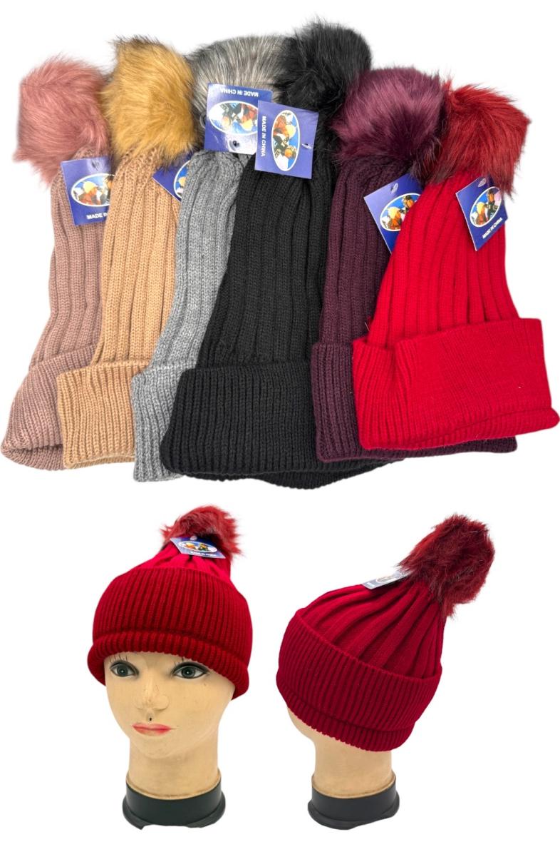 BONNET POMPON couleur assorti