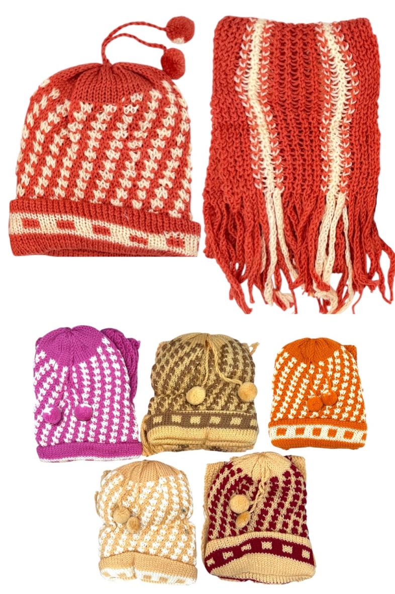 ENSEMBLE 2PCS BONNET + ECHARPE 20X120CM FEMME Motif tricot grosse maille couleur assorti