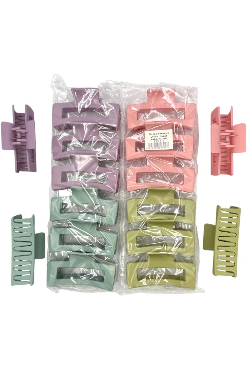 PINCE A CHEVEUX X12 RECTANGULAIRE couleur pastel