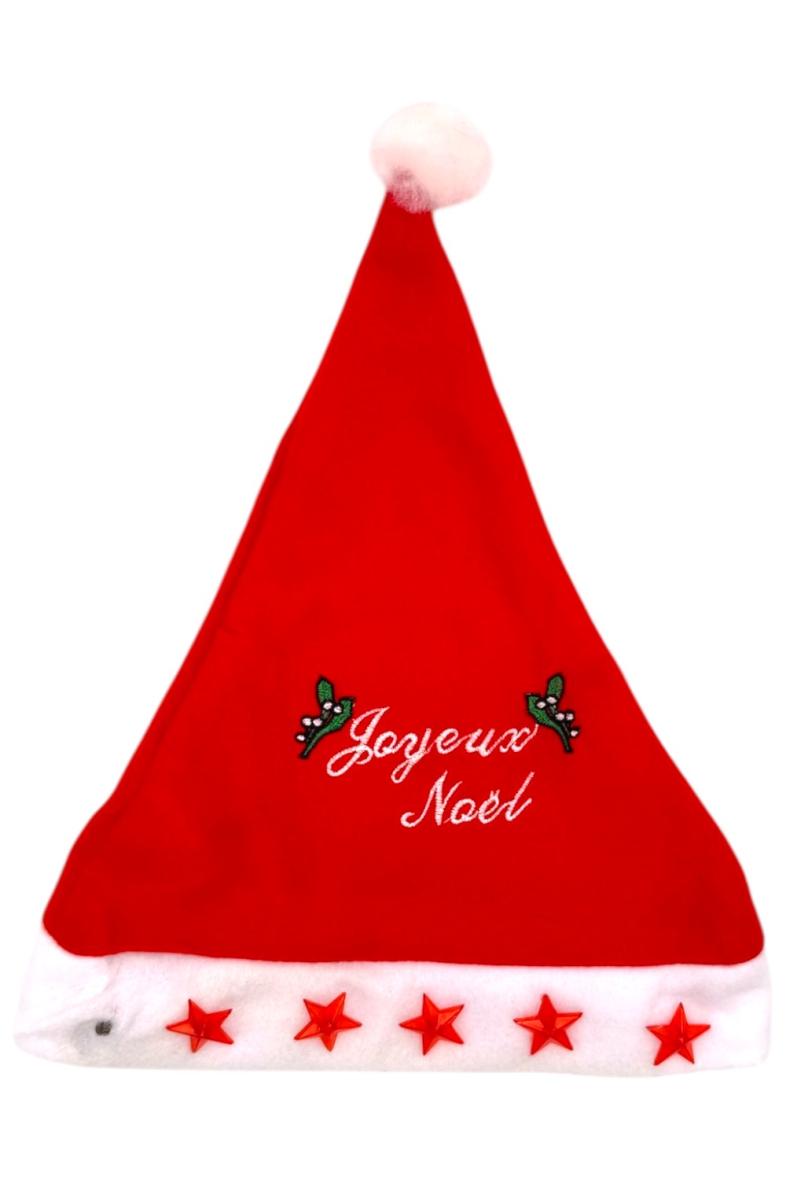 BONNET NOEL BRODÉ 'JOYEUX NOEL' LUMINEUX