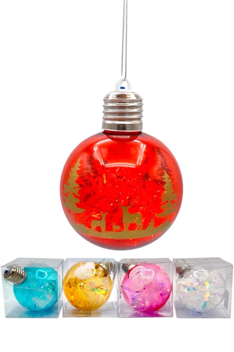 BOULE NOEL 8CM LUMINEUX EN BOITE 5C ASS