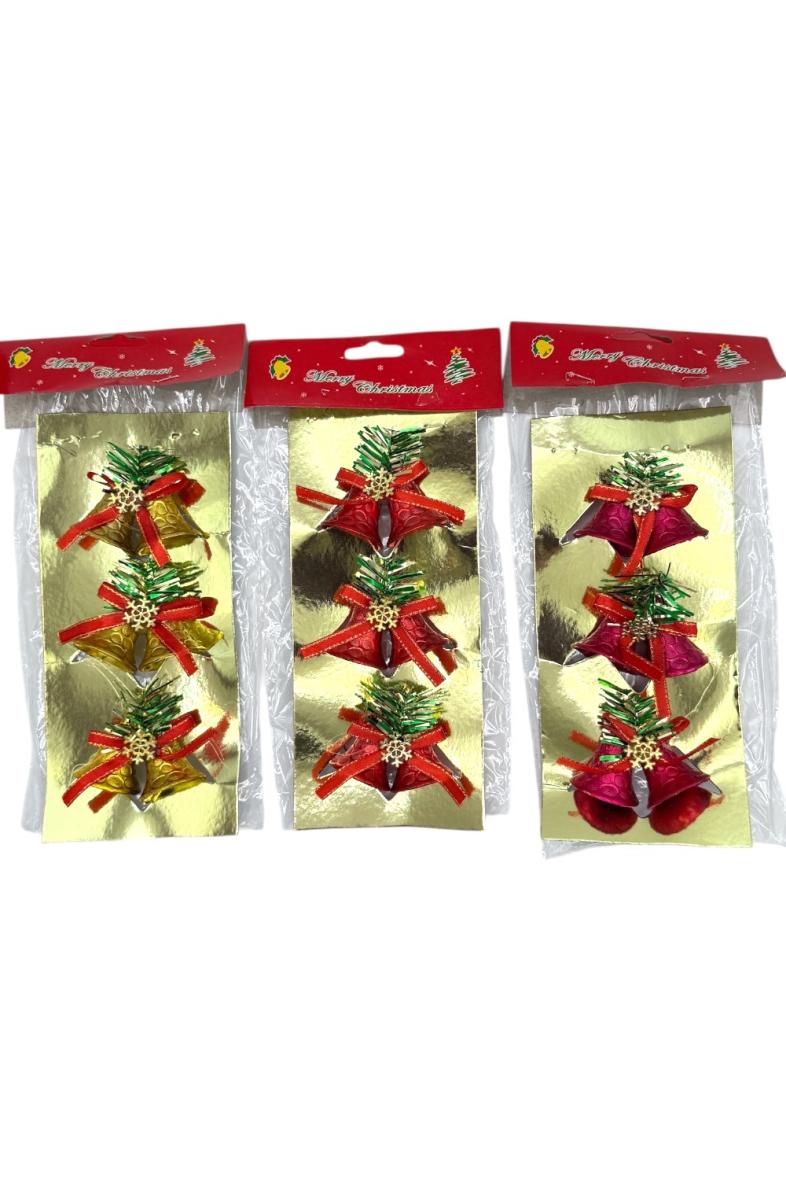 DOUBLE CLOCHETTE 4CM X3 NOEL 3C ASS