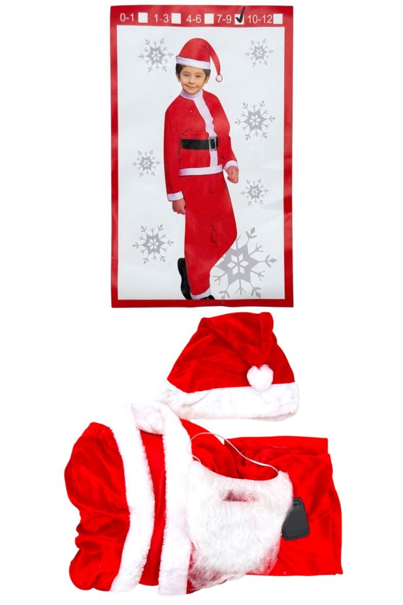 COSTUME NOEL GARCON 7-9 ANS ensemble gilet/pantalon/bonnet/moustache