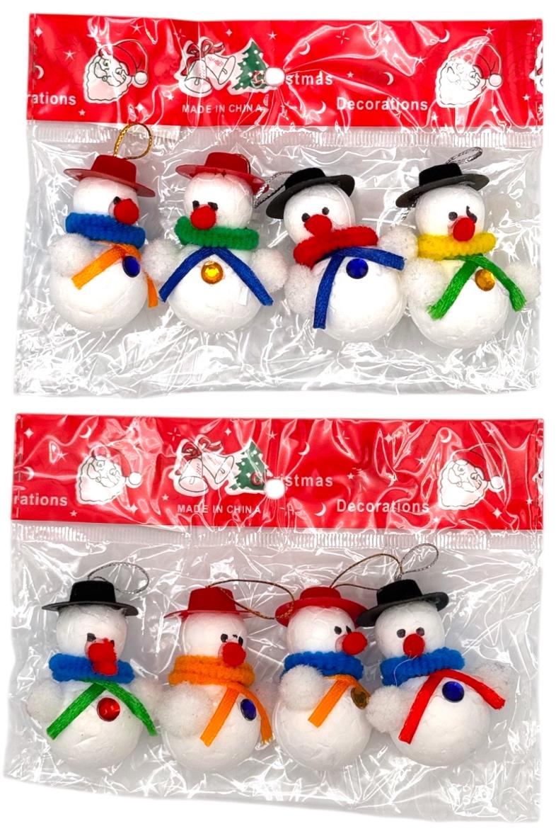 DECO NOEL BONHOMME DE NEIGE 5CM 4pcs à suspendre