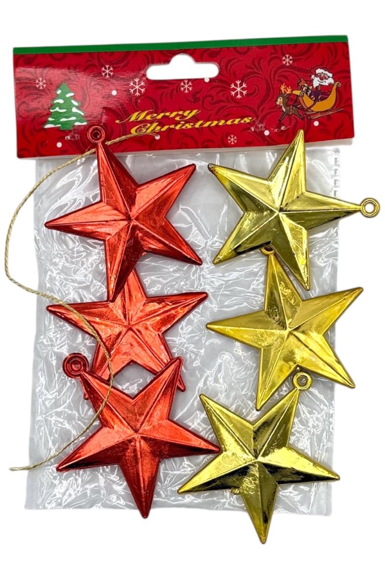 DECO NOEL ETOILE env. 6cm 6pcs à suspendre