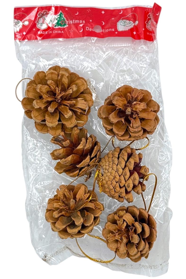 DECO NOEL POMME DE PIN 6pcs à suspendre