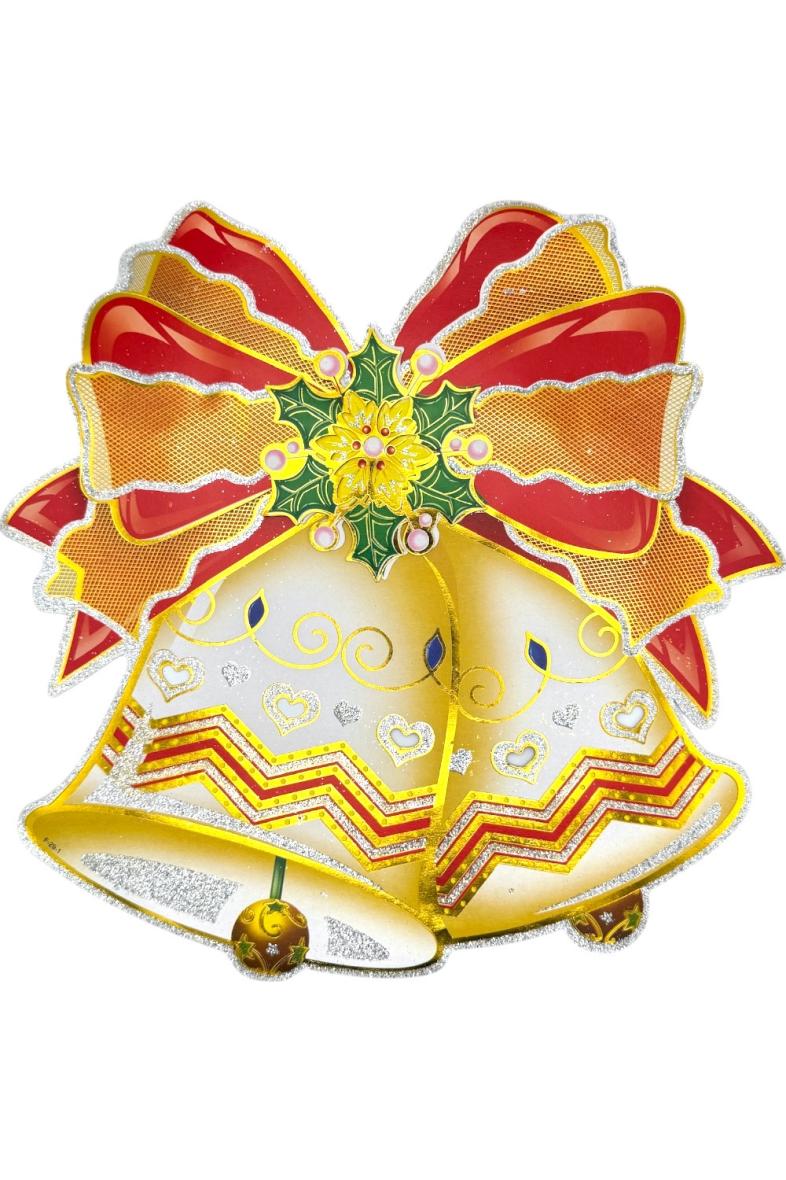 DECO NOEL PAPIER MOTIF DEUX CLOCHETTES 39X39CM