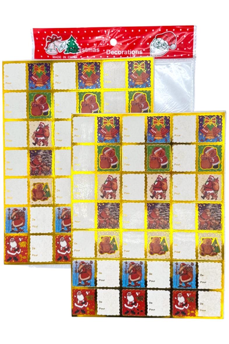 2 PAGES DE 21 ETIQUETTES CADEAU ADHESIVE NOEL