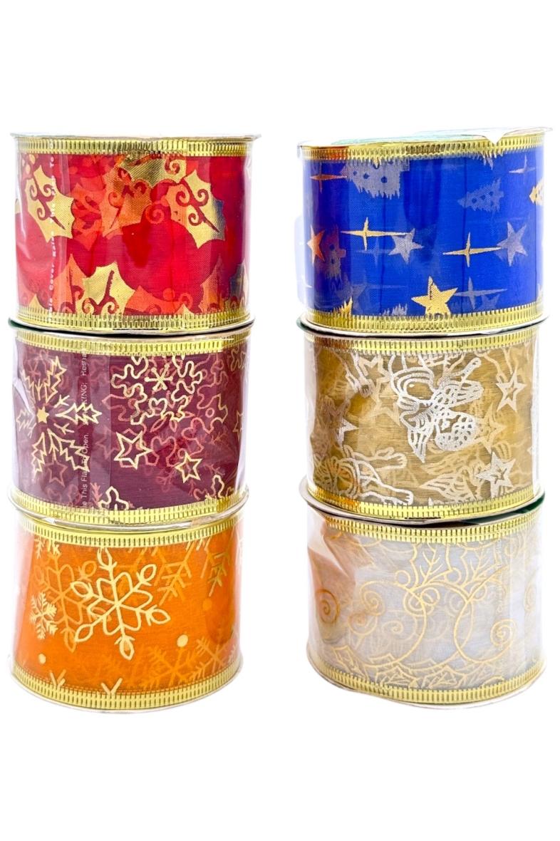 RUBAN CADEAU NOEL 5CMX3M COULEURS ASS
