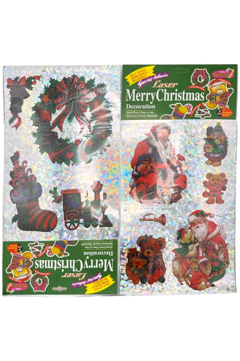 VITRAUX ADHÉSIF LASER NOEL 23X45CM 4SS