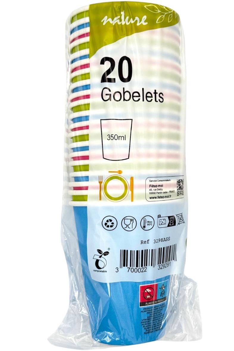 GOBELET EN CARTON X20 350ML COULEUR