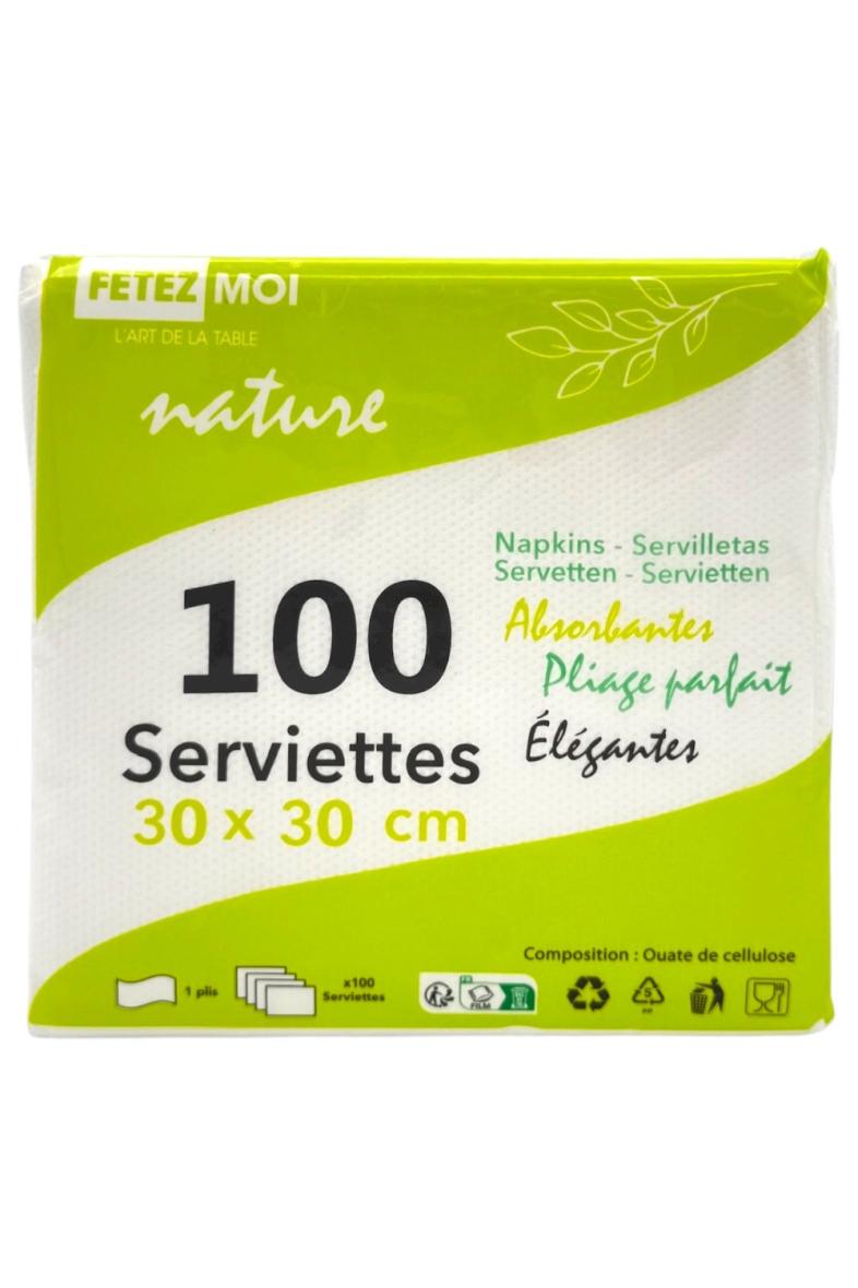 SERVIETTE X100 30X30CM BLANC
