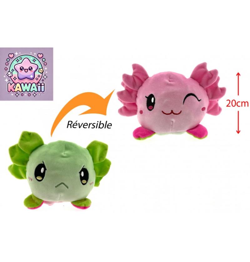 PELUCHE SALAMANDRE REVERSIBLE KAWAII H20CM