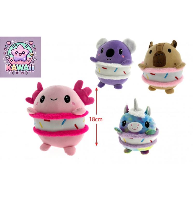 PELUCHE DONUT ANIMAL KAWAII H18CM 4ASS