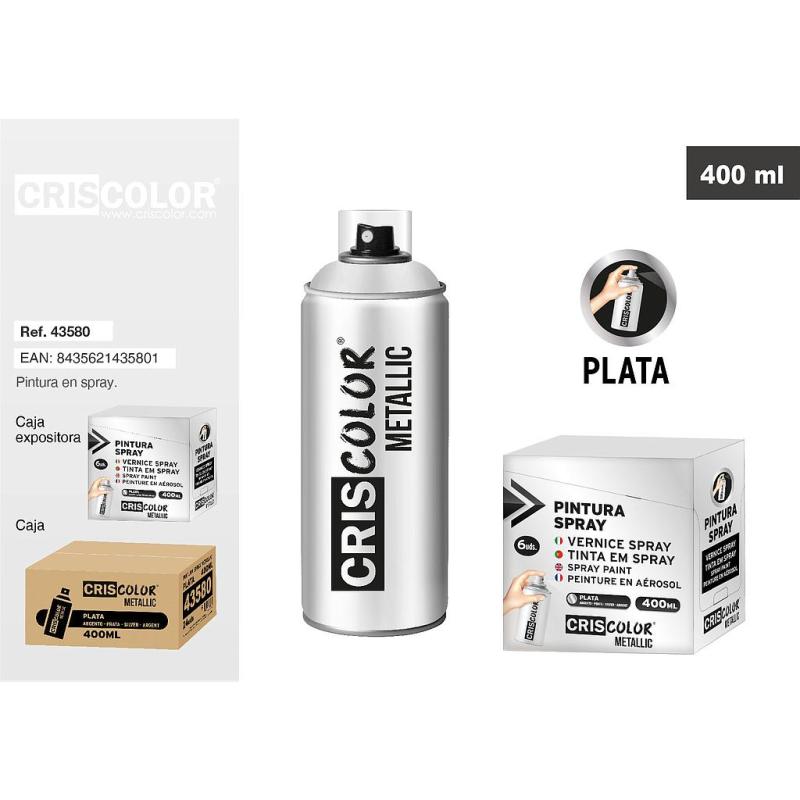 PEINTURE SPRAY 400ML Argent Metallique