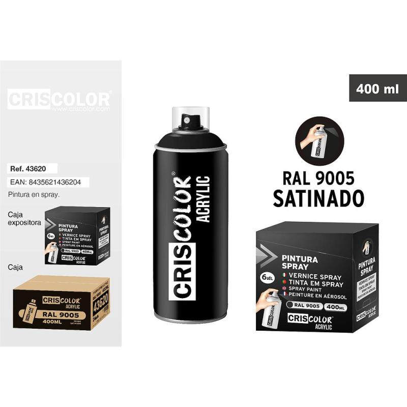 PEINTURE SPRAY 400ML 9005 Noir Satin