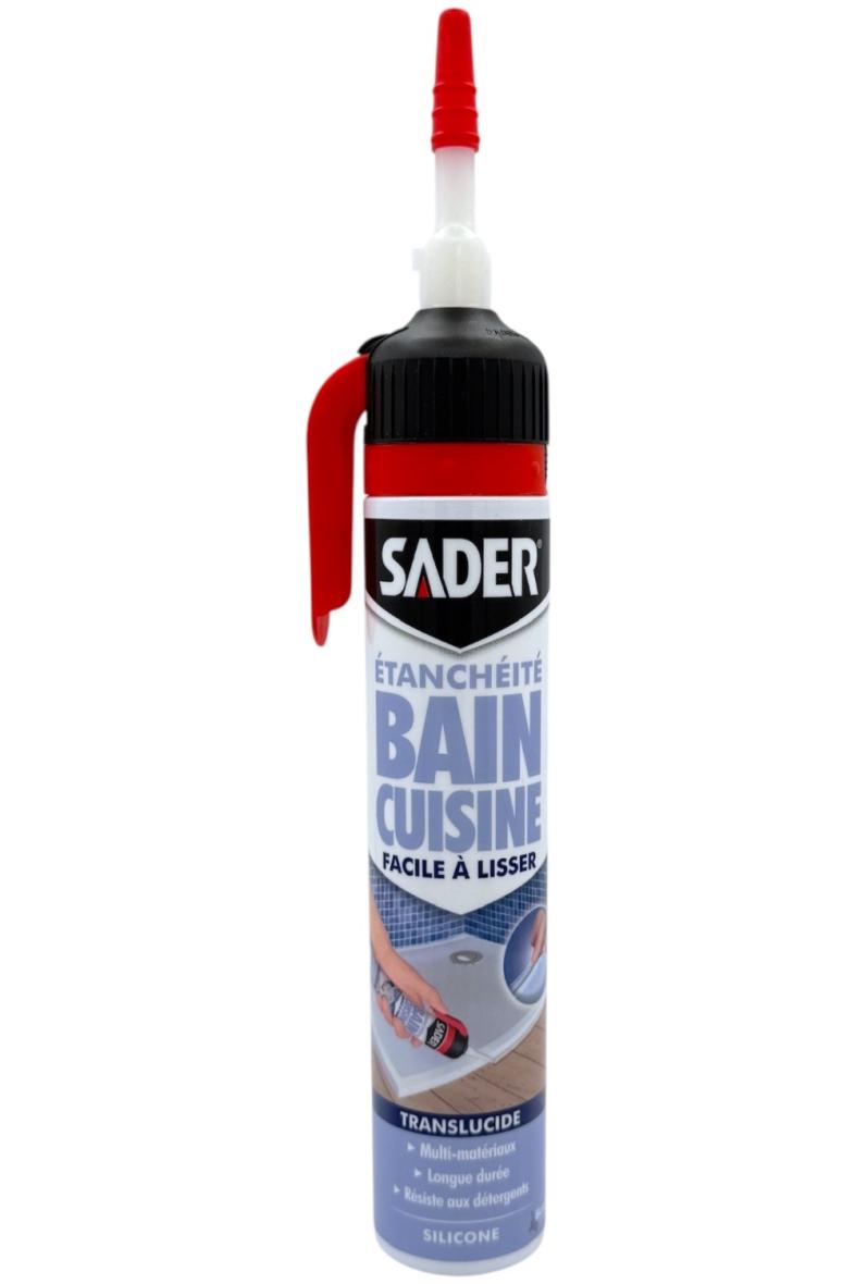 SADER CARTOUCHE PISTOLET SILICONE SANITAIRE TRANSPARENT 200ML