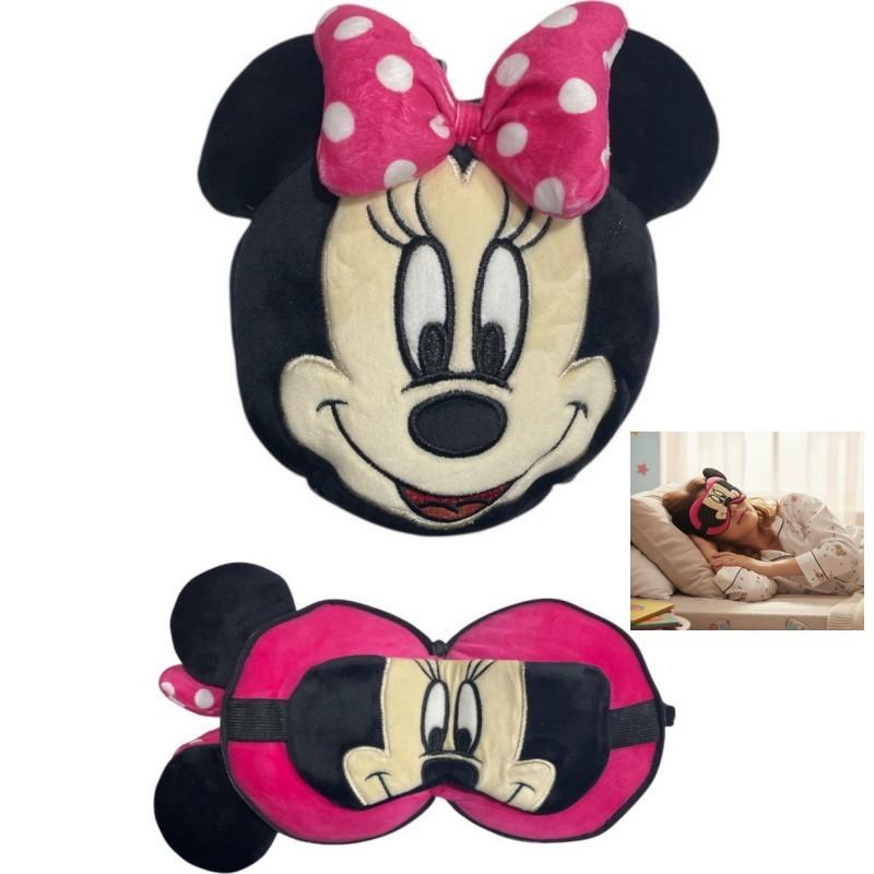 PELUCHE OREILLER DE VOYAGE ET MASQUE SOMMEIL MINNIE MIN36-2618 ***