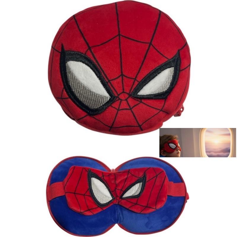 PELUCHE OREILLER DE VOYAGE ET MASQUE SOMMEIL SPIDERMAN SPI36-2621 ***
