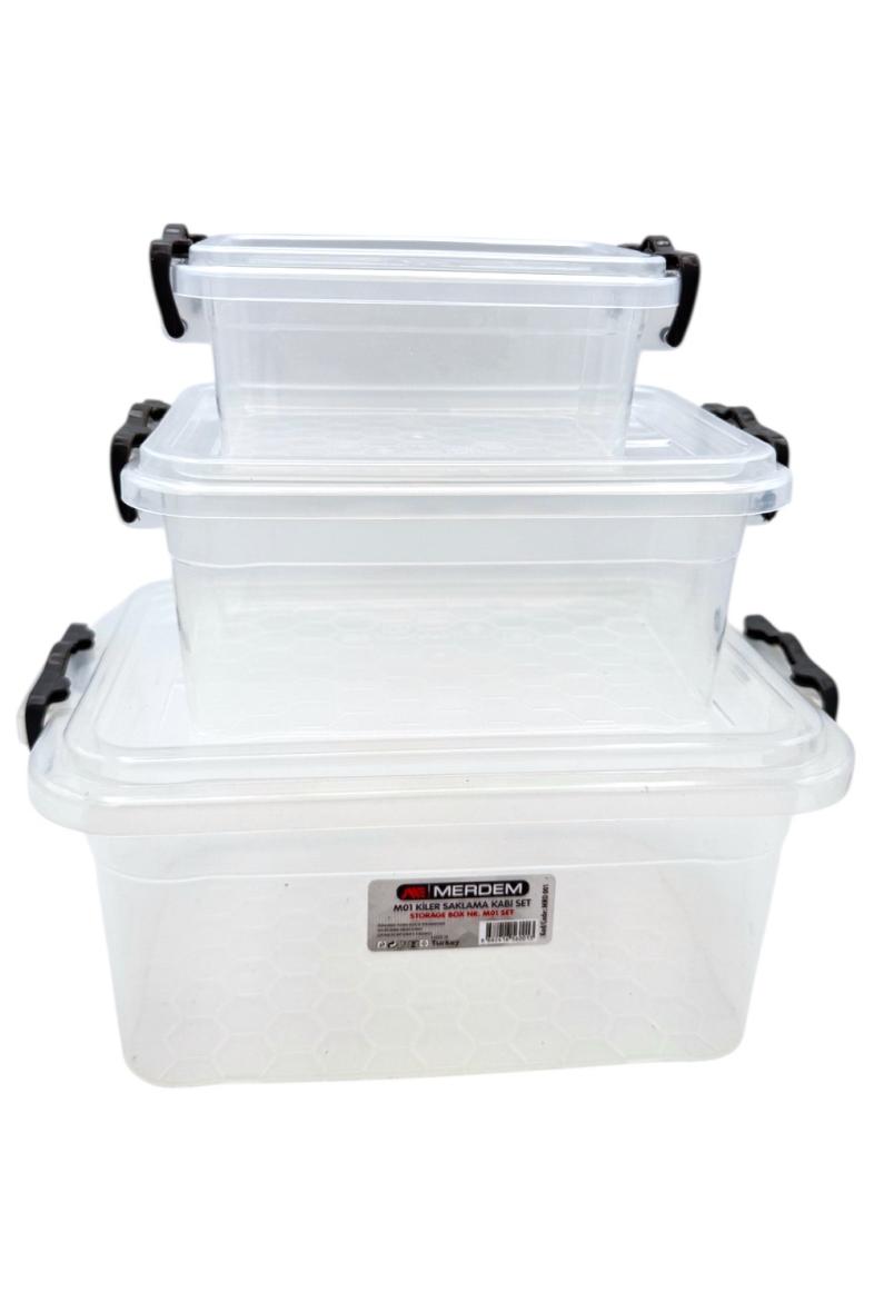 BOITE 3PCS RECTANGLE TRANSPARENT 1.7L