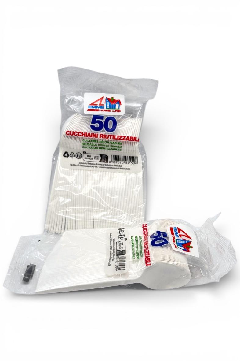 CUILLERE CAFE REUTILISABLE X50 BLANC