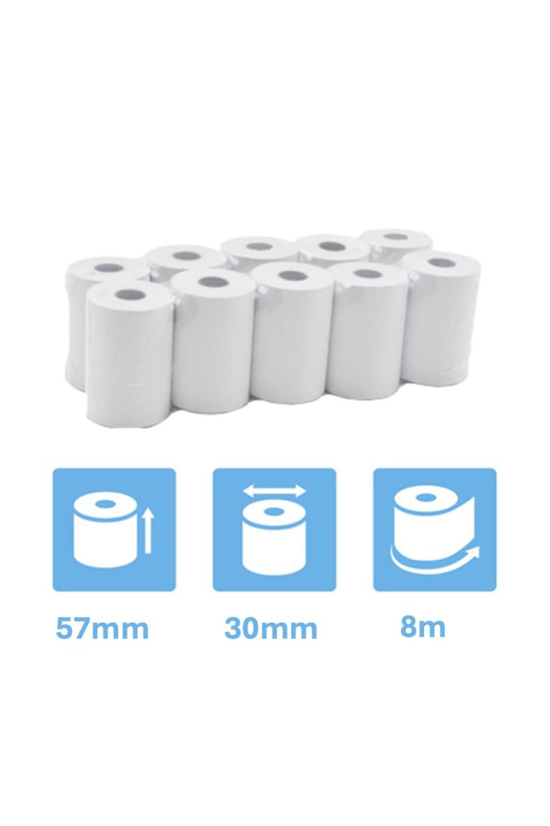 BOBINE PAPIER THERMIQUE 57 x 30 x 12 mm pour ticket CB compatible SumUp