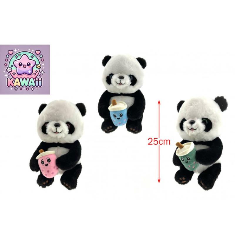 PELUCHE PANDA BUBBLE TEA KAWAII H25CM 4 ASSORTIS