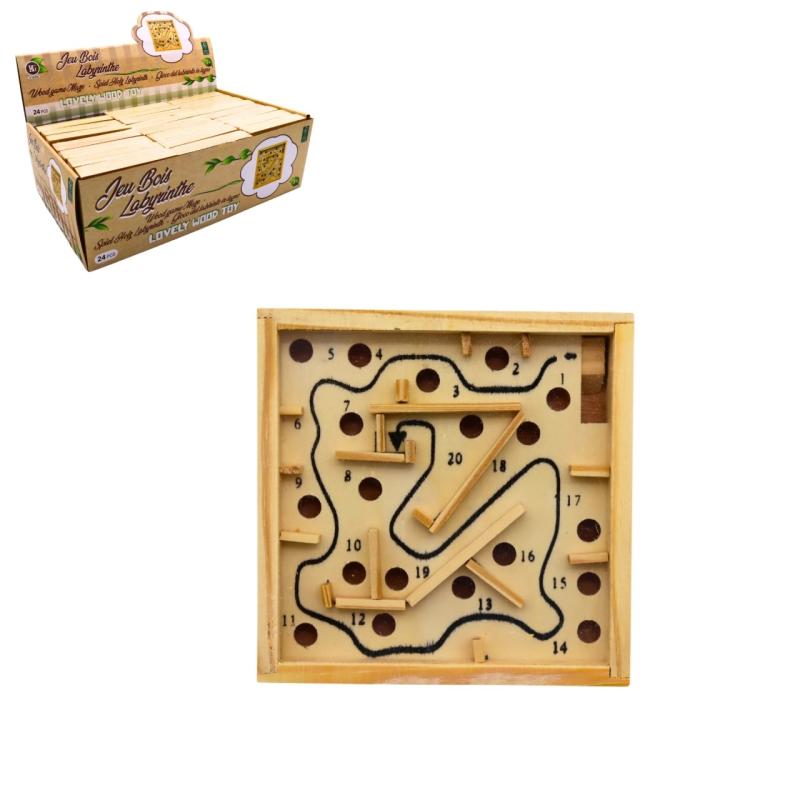 JEU LABYRINTHE BOIS 11,5X11,5CM
