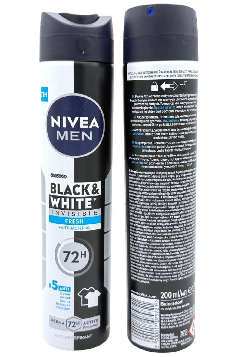 NIVEA DEODORANT 200ML Black & White Fresh 72H