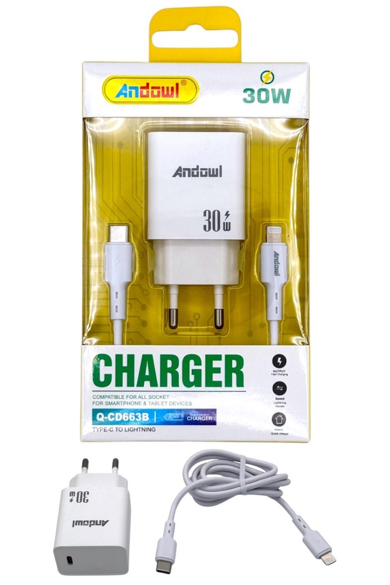 CHARGEUR RAPIDE ADAPTATEUR USB-C SECTEUR + CABLE LIGHTNING