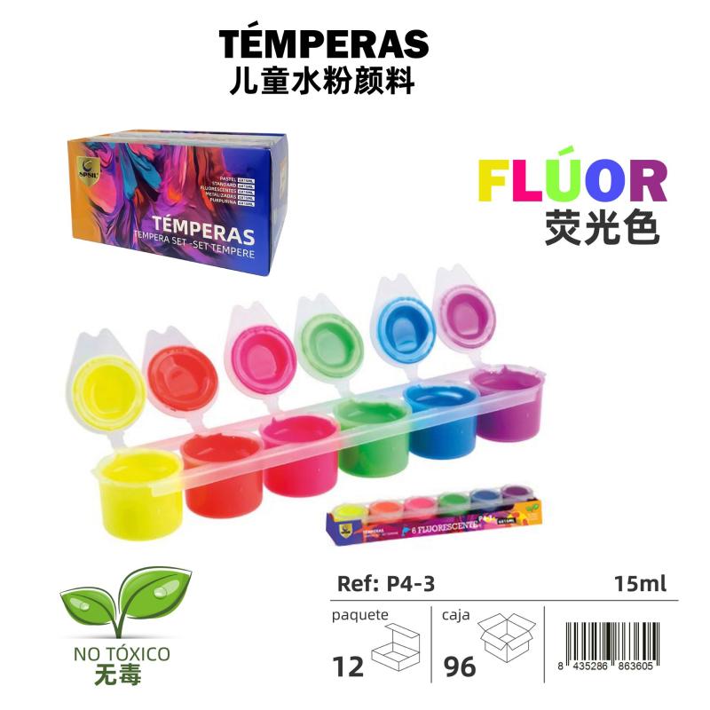 PEINTURE COULEURS FLUO 6X15ML