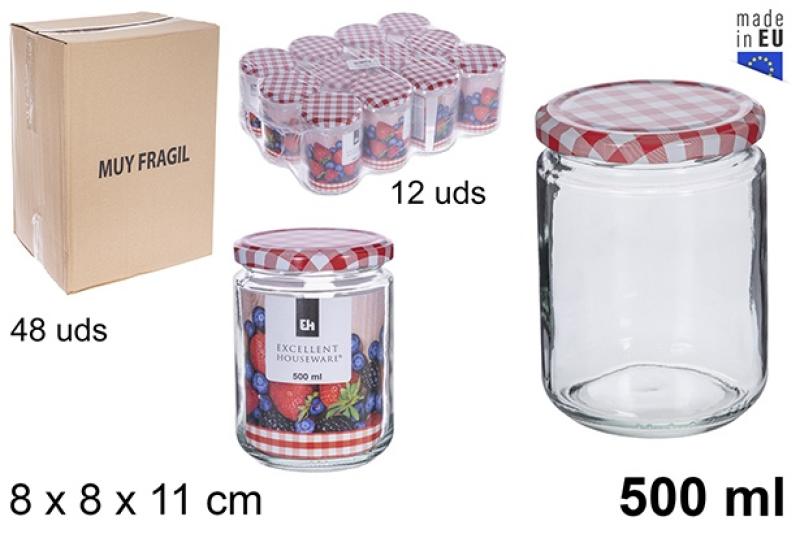 POT EN VERRE 500ML Couvercle Vichy
