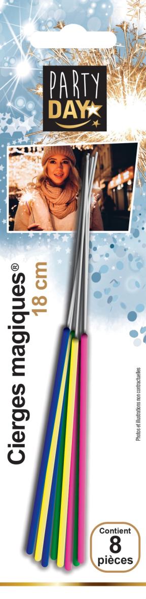 CIERGES MAGIQUES FLUO X8 18CM