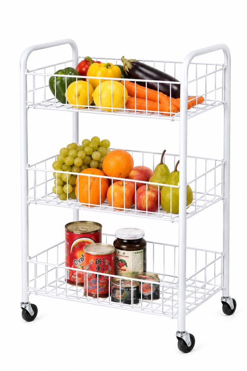 ETAGERE RANGEMENT ROULANT 3 NIVEAUX 62*35*26CM