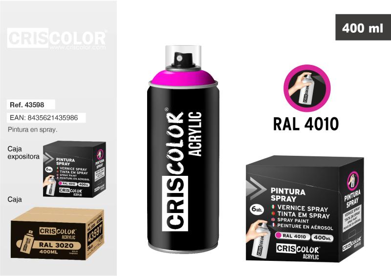 PEINTURE SPRAY 400ML RAL 4010 Magenta