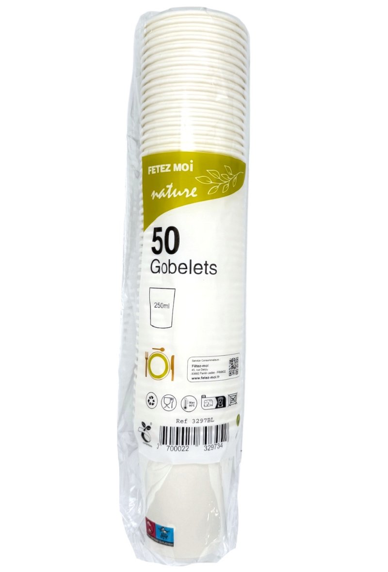 GOBELET EN CARTON X50 250ML BLANC
