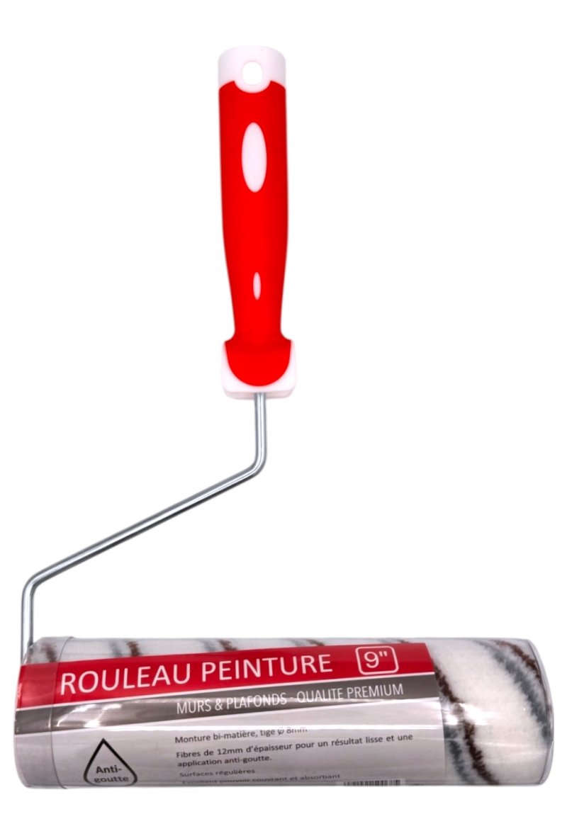 ROULEAU PEINTURE 9" ANTIGOUTTE (manche rouge)