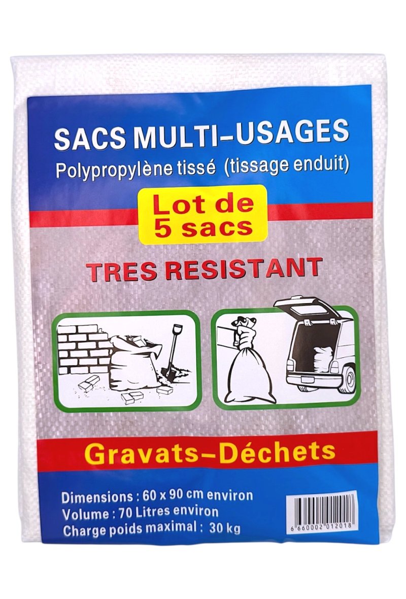 SAC GRAVAT 60x90CM 70L 30KG X5PCS