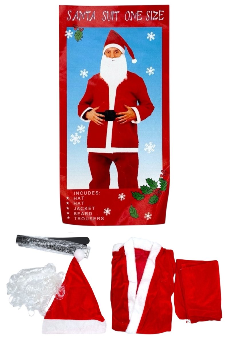 COSTUME NOEL HOMME T:XL ensemble gilet/pantalon/bonnet/moustache/ceinture