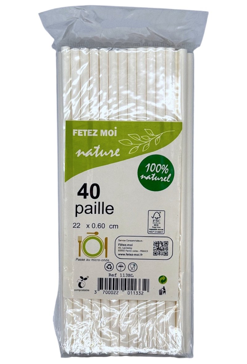 PAILLE EN PAPIER 20CM X40PCS