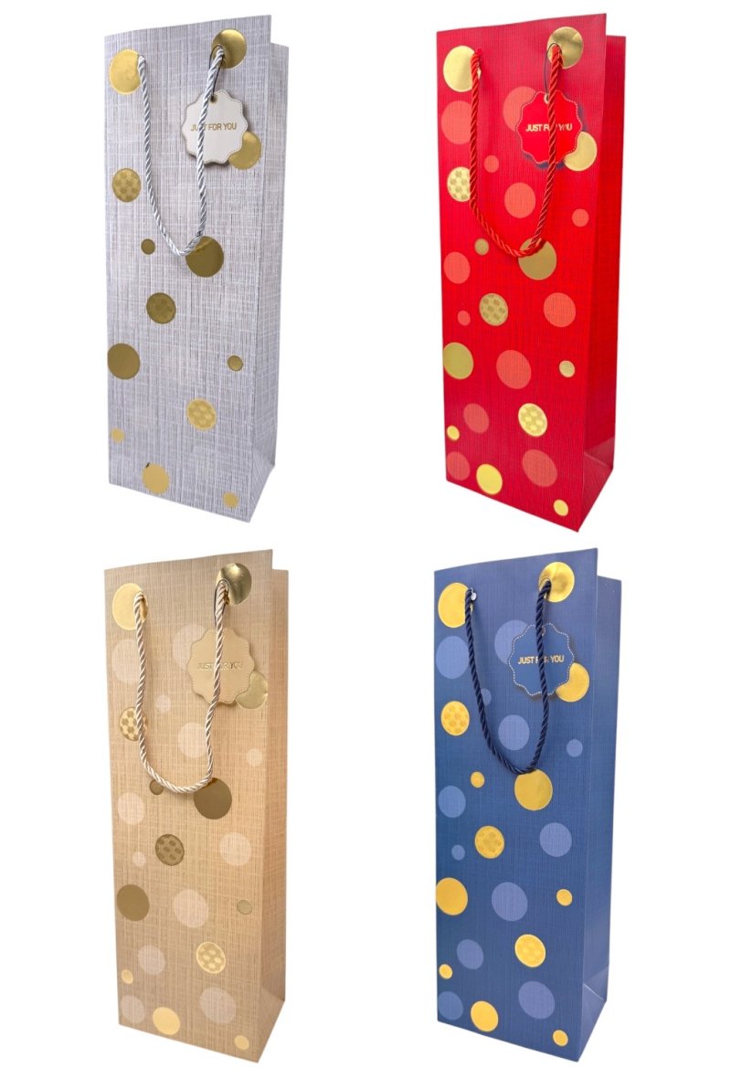 SAC CADEAU BOUTEILLE 12X36X8CM POINT DORÉE